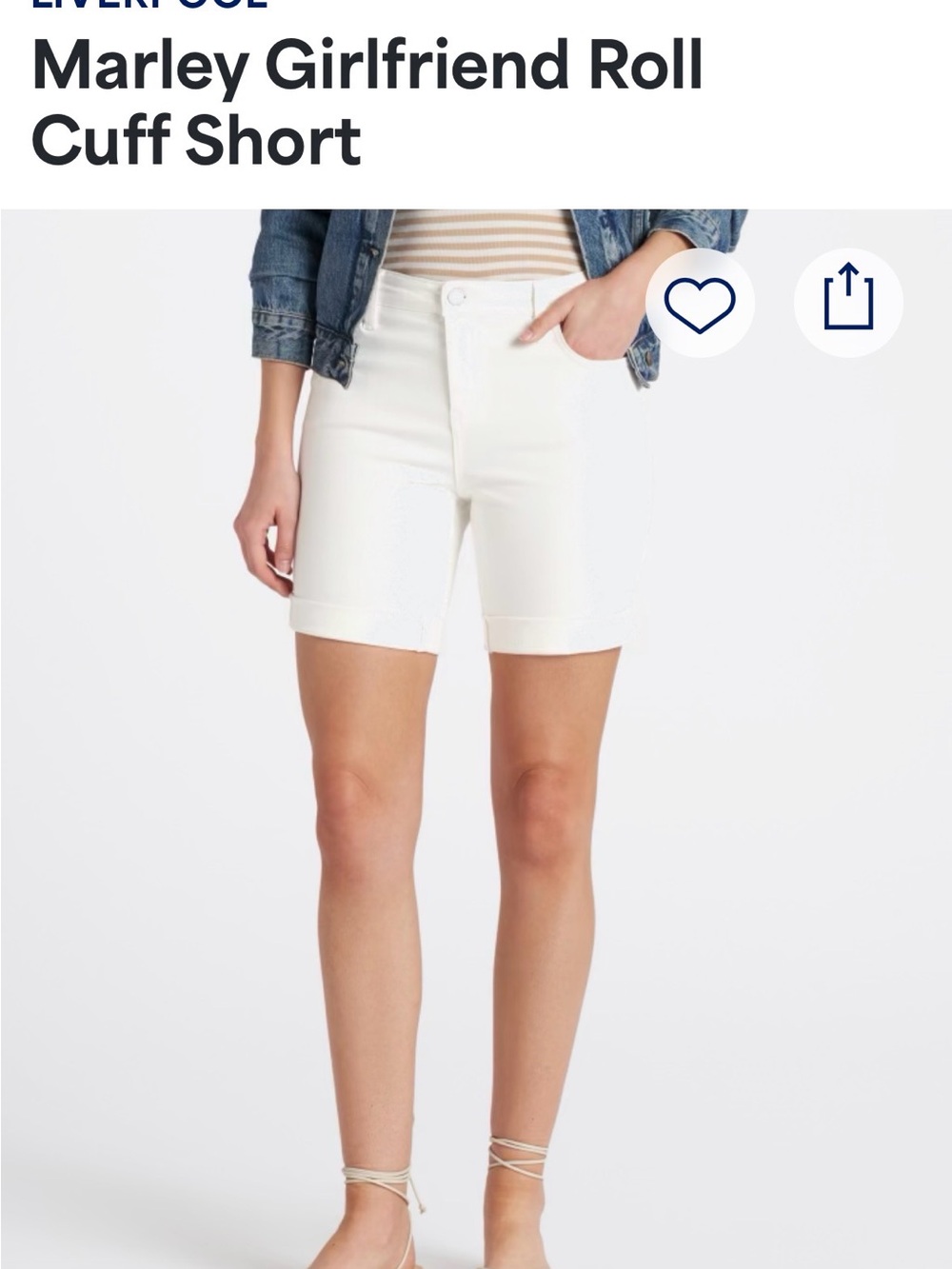 Liverpool White Roll-Cuff Bermuda Shorts